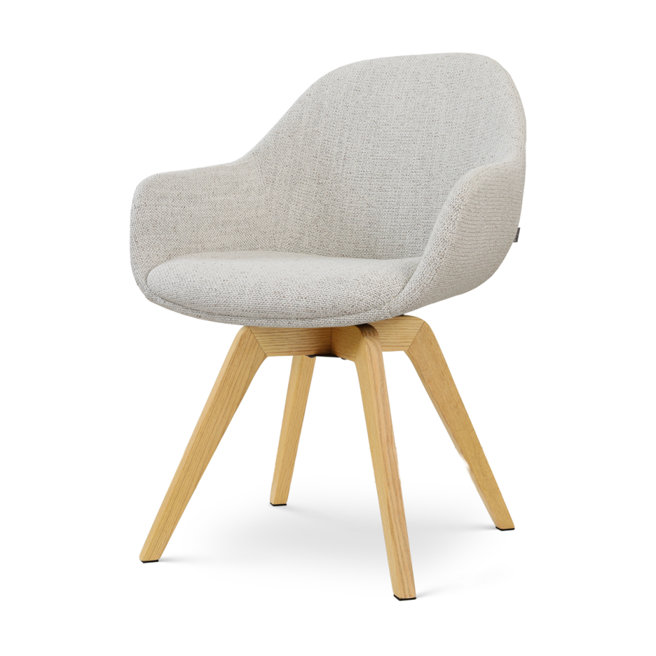 Noor-Mae draaibare eetkamerstoel beige gemêleerd - houten onderstel Noor-Mae draaibare eetkamerstoel beige gemêleerd - houten onderstel afbeelding 1
