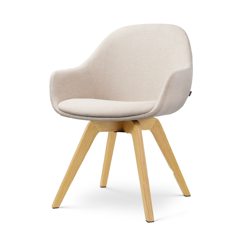 Noor-Mae draaibare eetkamerstoel beige - houten onderstel afbeelding 1