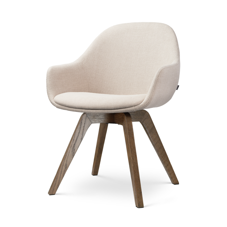 Noor-Mae draaibare eetkamerstoel beige - walnoot houten onderstel afbeelding 1