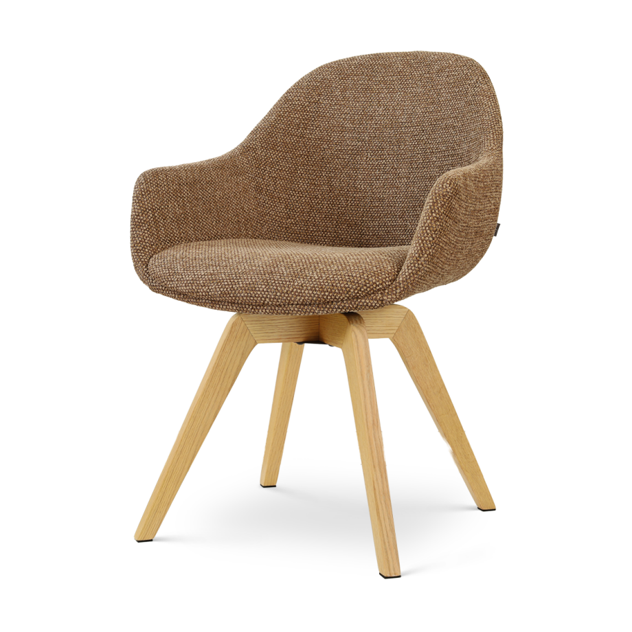 Noor-Mae draaibare eetkamerstoel bruin blend - houten onderstel afbeelding 1
