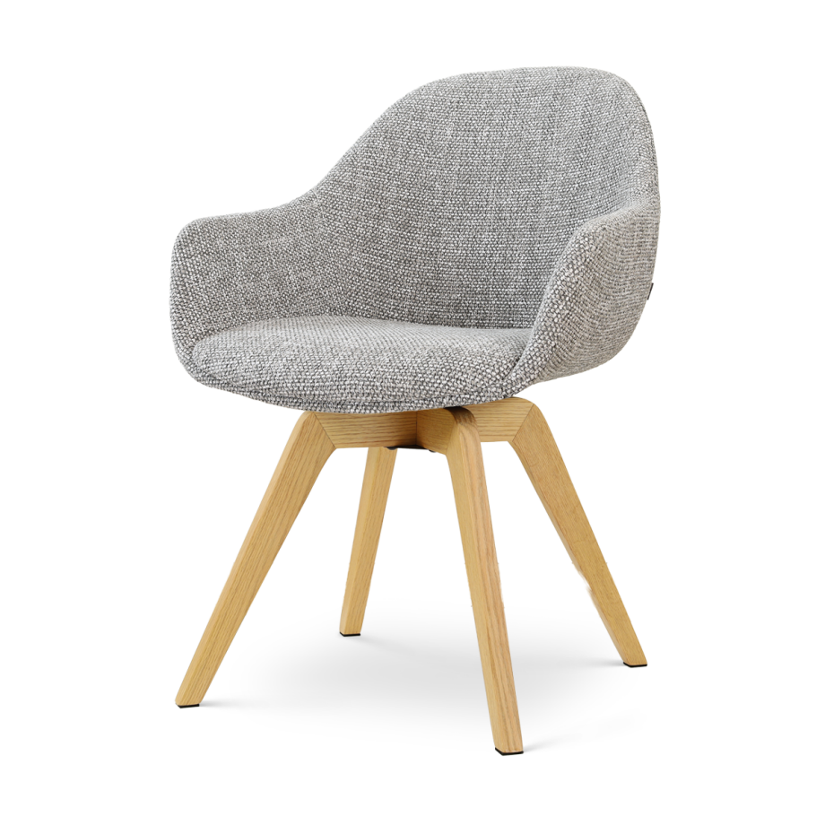 Noor-Mae draaibare eetkamerstoel grijs blend - houten onderstel Noor-Mae draaibare eetkamerstoel grijs blend - houten onderstel afbeelding 1