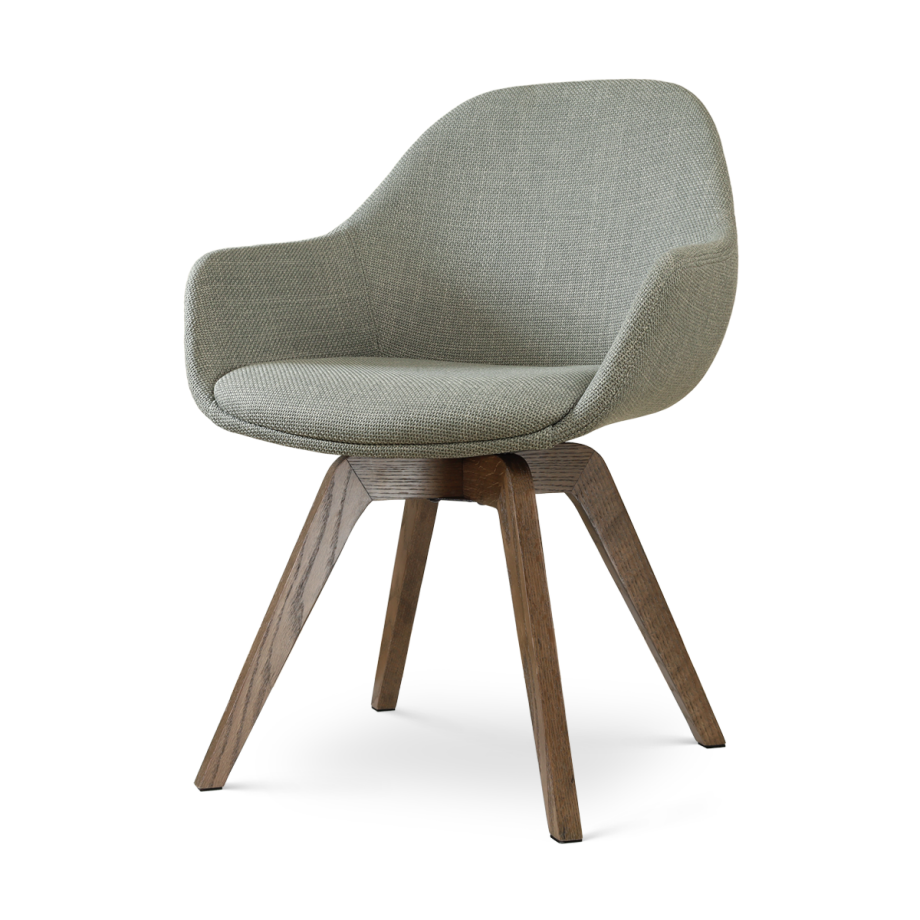 Noor-Mae draaibare eetkamerstoel saliegroen - walnoot houten onderstel afbeelding 1