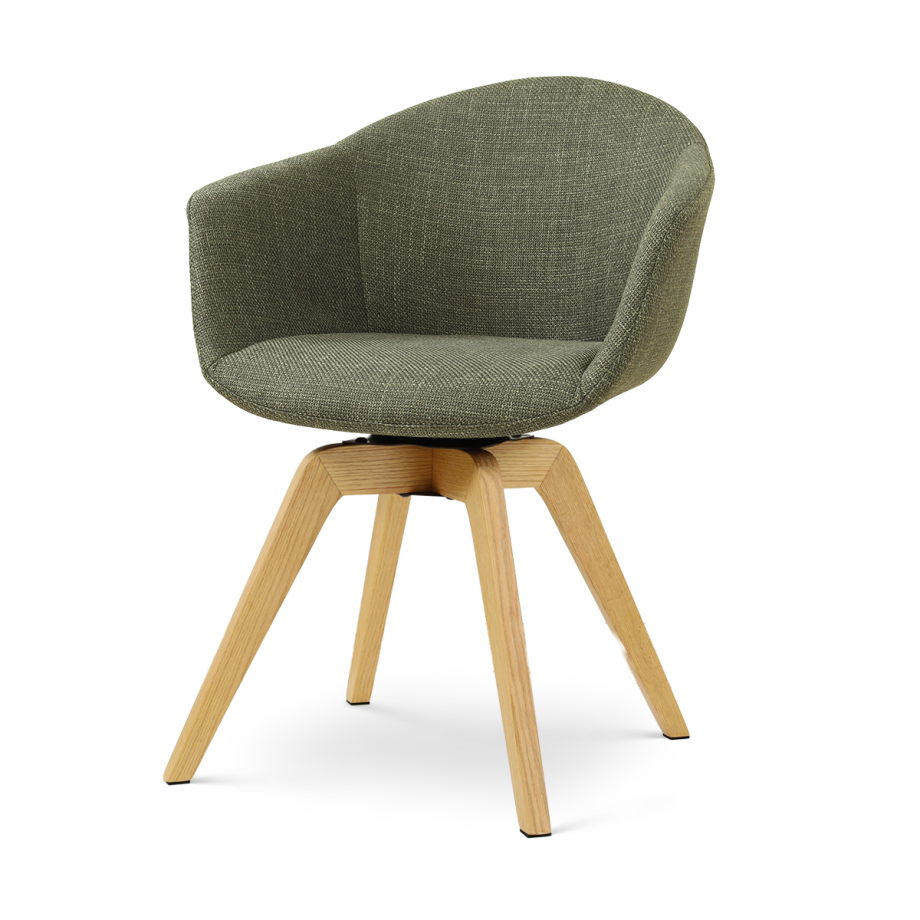 Noor-Otis draaibare eetkamerstoel forestgroen - houten onderstel afbeelding 1