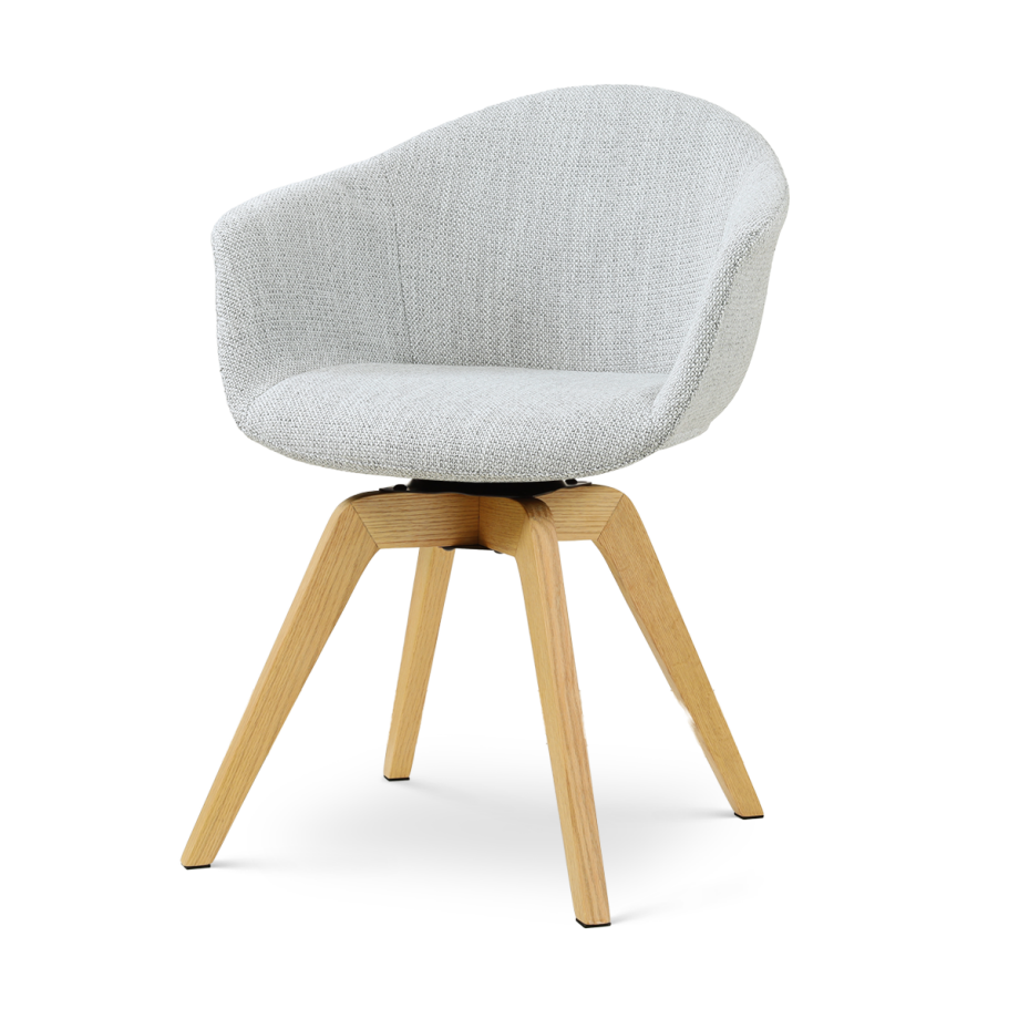 Noor-Otis draaibare eetkamerstoel grijs melange - houten onderstel Noor-Otis draaibare eetkamerstoel grijs melange - houten onderstel afbeelding 1