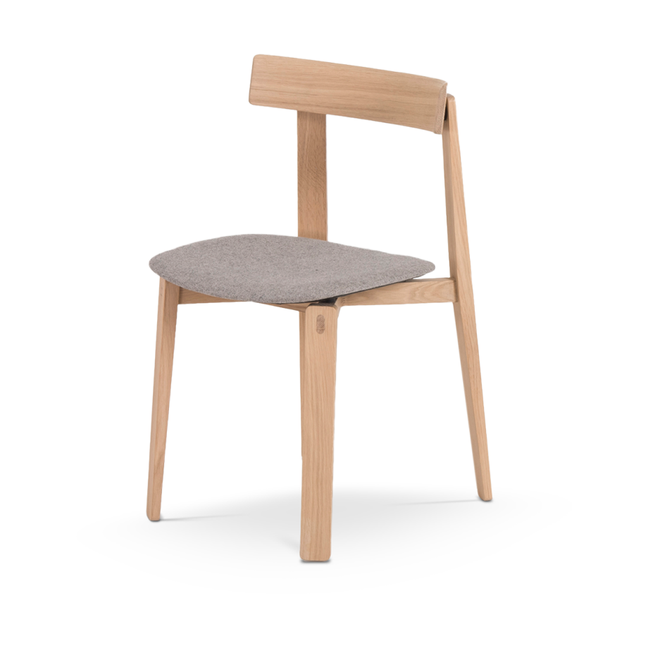 Nora chair houten eetkamerstoel whitewash - met lichtgrijs kussen Nora chair houten eetkamerstoel whitewash - met lichtgrijs kussen afbeelding 1