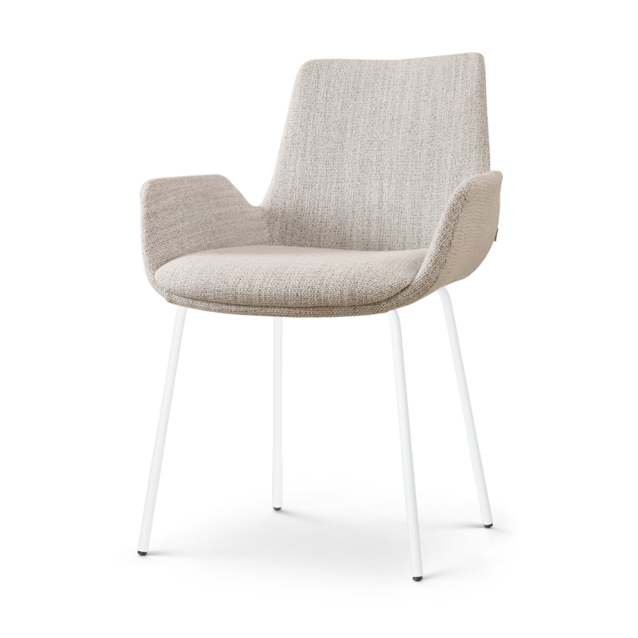 Nora-Eef eetkamerstoel beige gemêleerd - wit onderstel Nora-Eef eetkamerstoel beige gemêleerd - wit onderstel afbeelding 1