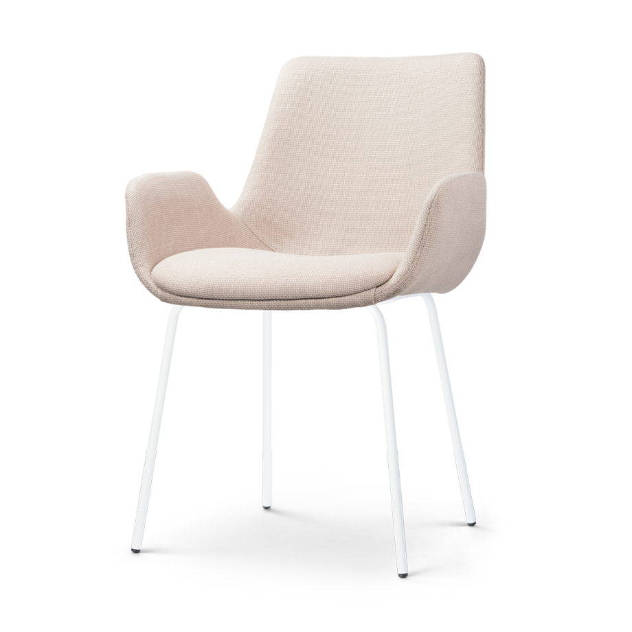 Nora-Eef eetkamerstoel beige - wit onderstel afbeelding 1