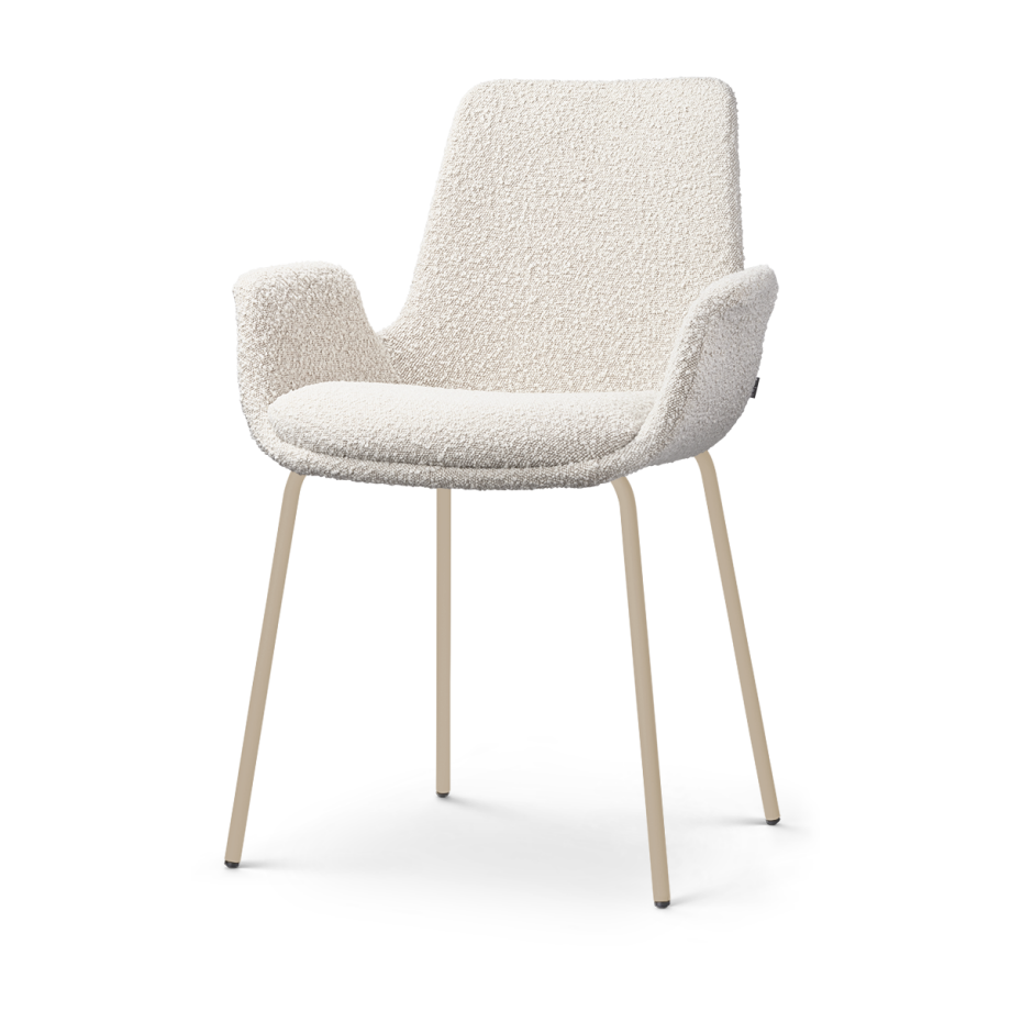 Nora-Eef eetkamerstoel bouclé beige - beige onderstel afbeelding 1