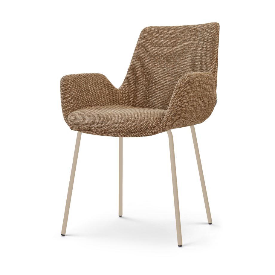 Nora-Eef eetkamerstoel bruin blend - beige onderstel afbeelding 1