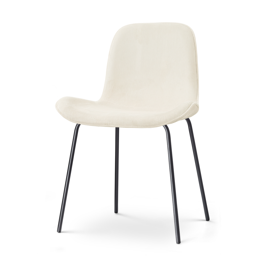 Nora-Fé eetkamerstoel rib beige - zwart onderstel Nora-Fé eetkamerstoel rib beige - zwart onderstel afbeelding 1