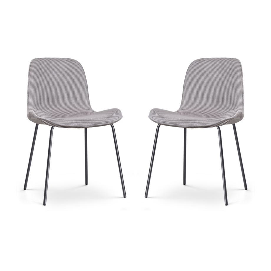 Nora-Fé eetkamerstoel rib warm grijs - zwart onderstel - set van 2 Nora-Fé eetkamerstoel rib warm grijs - zwart onderstel - set van 2 afbeelding 1