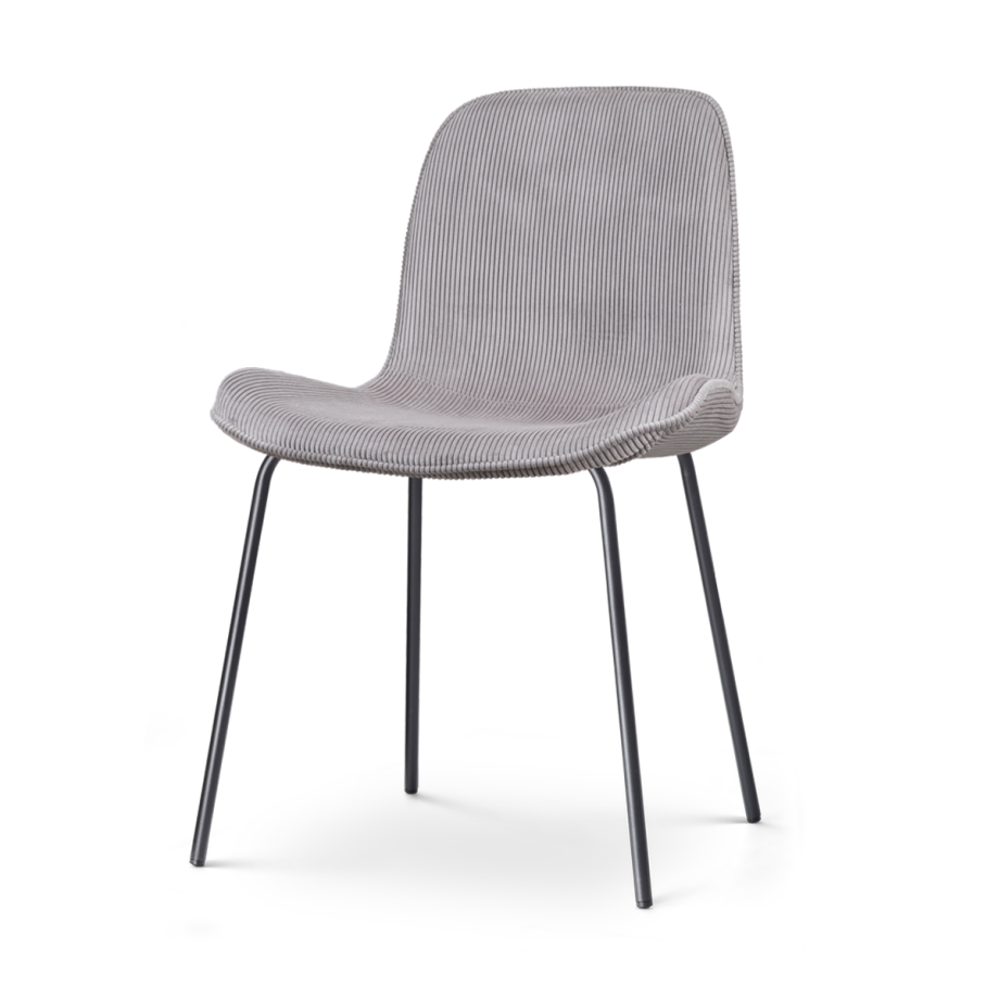 Nora-Fé eetkamerstoel rib warm grijs - zwart onderstel afbeelding 1