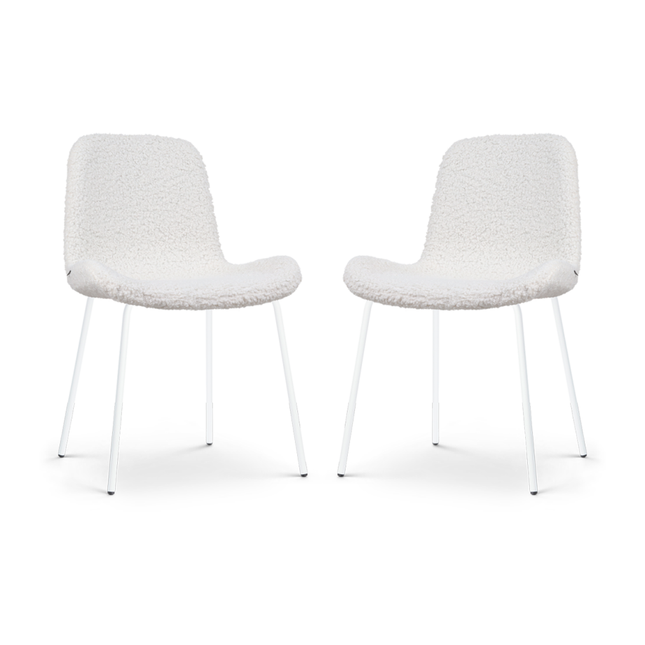 Nora-Fé eetkamerstoel teddy gebroken wit - wit onderstel - set van 2 Nora-Fé eetkamerstoel teddy gebroken wit - wit onderstel - set van 2 afbeelding 1