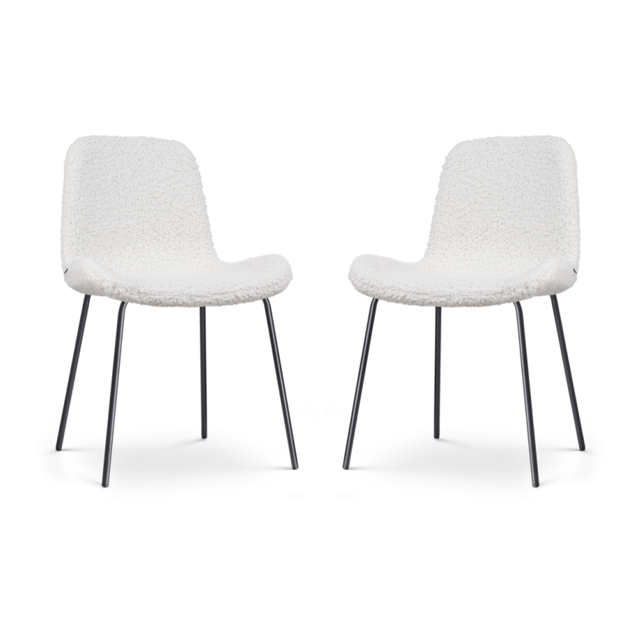 Nora-Fé eetkamerstoel teddy gebroken wit - zwart onderstel - set van 2 Nora-Fé eetkamerstoel teddy gebroken wit - zwart onderstel - set van 2 afbeelding 1