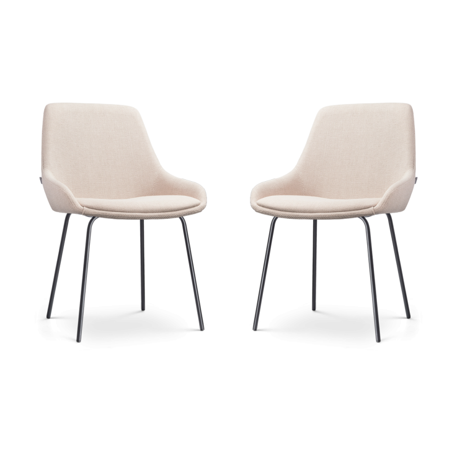 Nora-Isa eetkamerstoel beige - zwart onderstel - set van 2 afbeelding 1