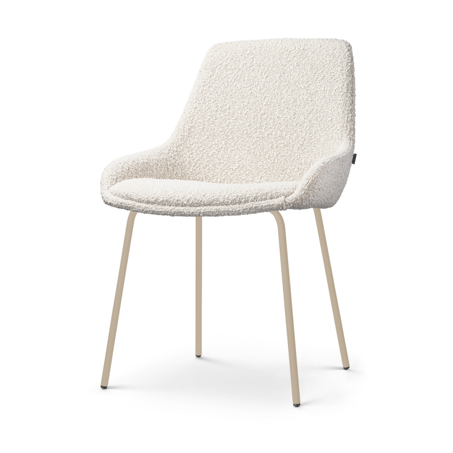 Nora-Isa eetkamerstoel bouclé beige - beige onderstel afbeelding 1