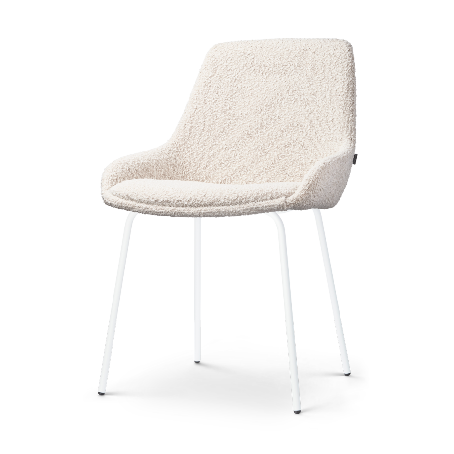 Nora-Isa eetkamerstoel bouclé beige - wit onderstel Nora-Isa eetkamerstoel bouclé beige - wit onderstel afbeelding 1