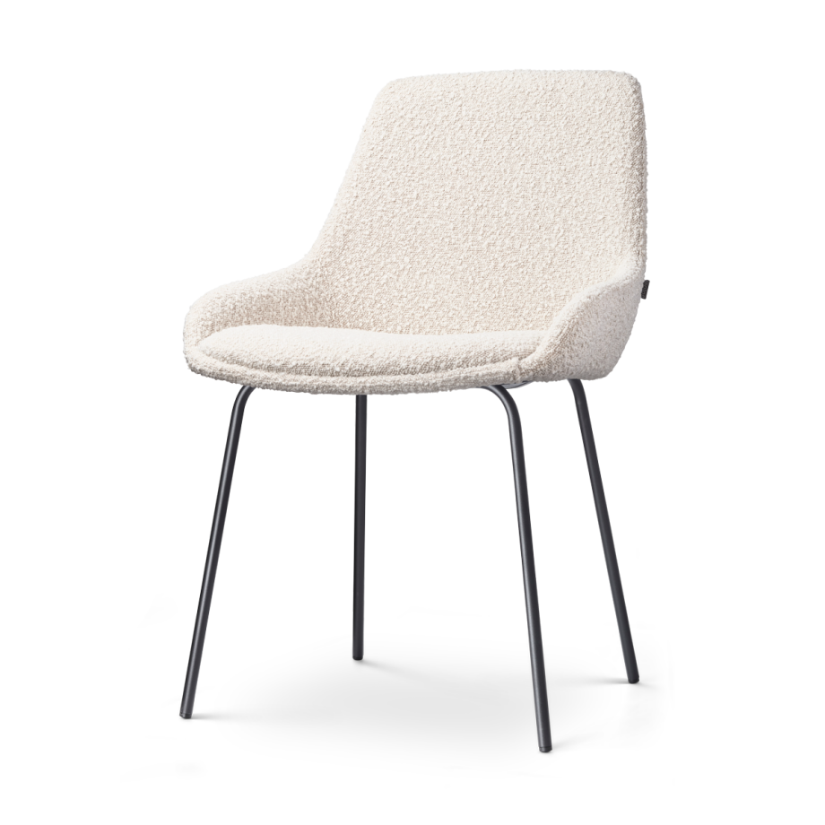 Nora-Isa eetkamerstoel bouclé beige - zwart onderstel afbeelding 1