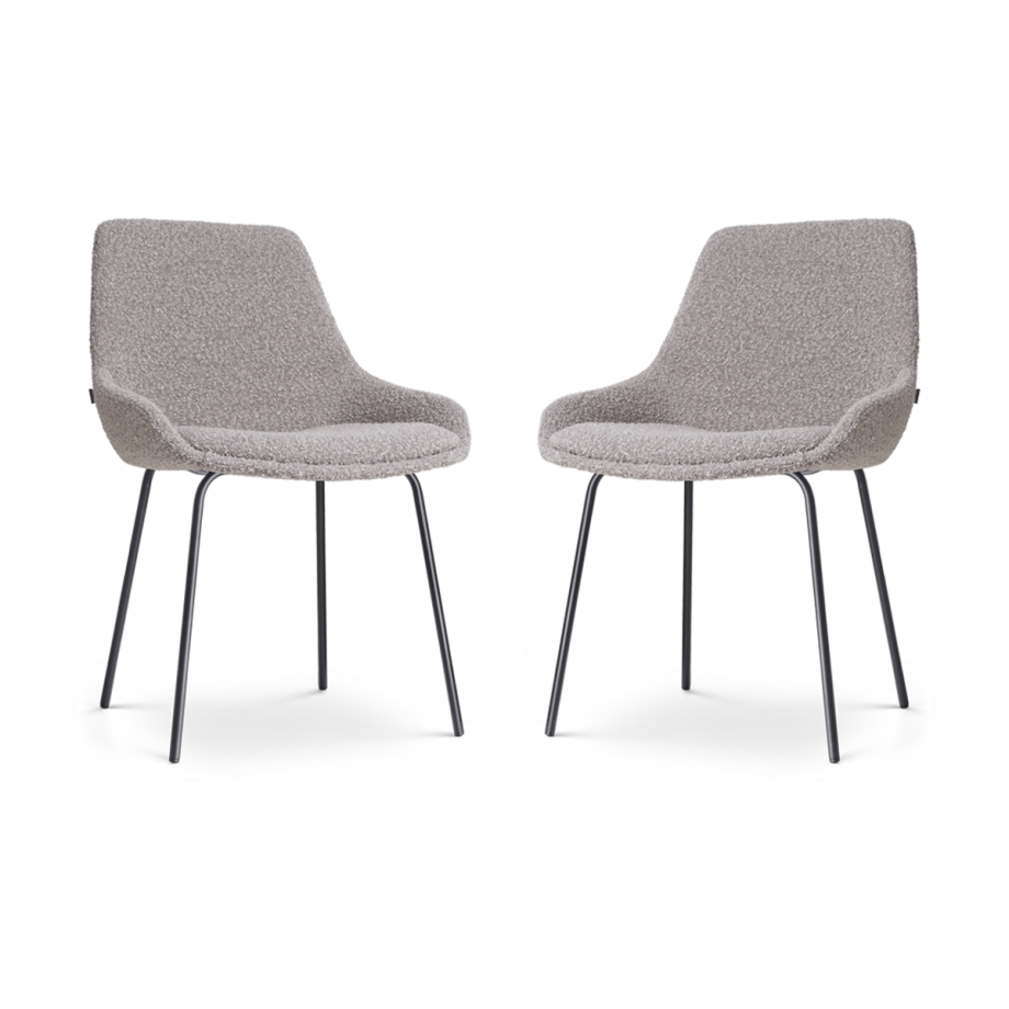 Nora-Isa eetkamerstoel bouclé taupe - zwart onderstel - set van 2 Nora-Isa eetkamerstoel bouclé taupe - zwart onderstel - set van 2 afbeelding 1