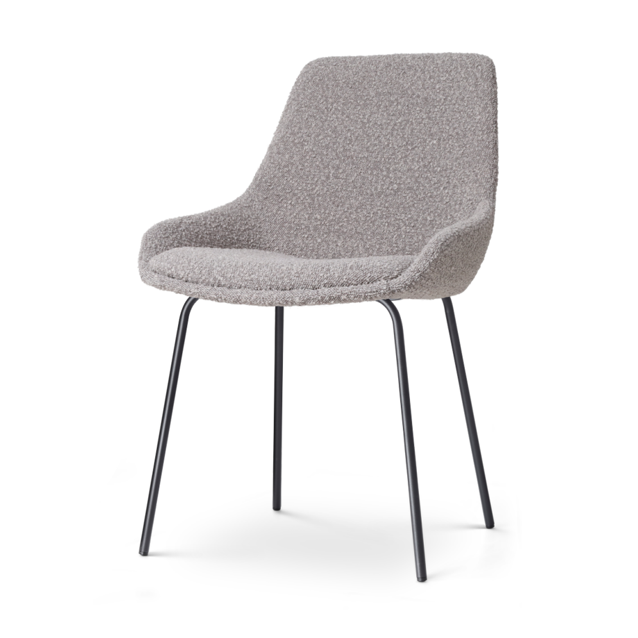 Nora-Isa eetkamerstoel bouclé taupe - zwart onderstel Nora-Isa eetkamerstoel bouclé taupe - zwart onderstel afbeelding 1