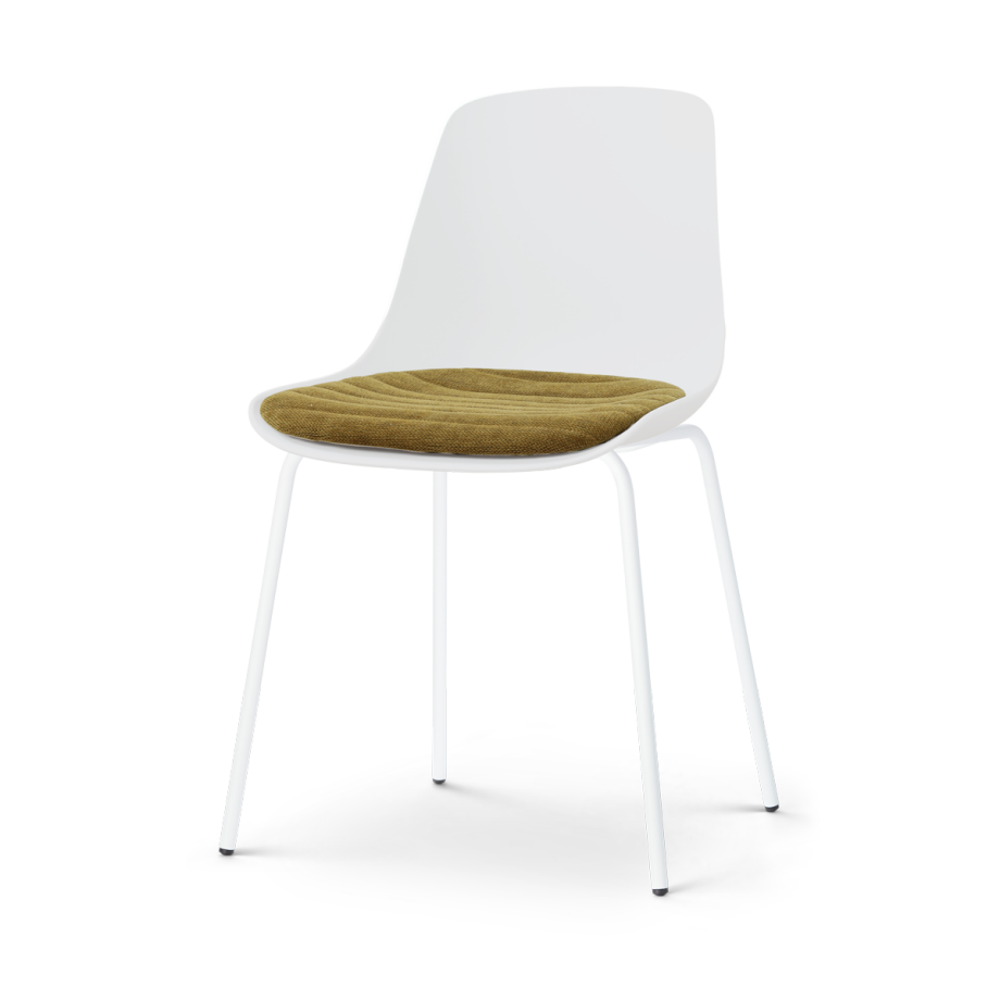Nora-Liv eetkamerstoel wit met mosgroen zitkussen - wit onderstel afbeelding 1
