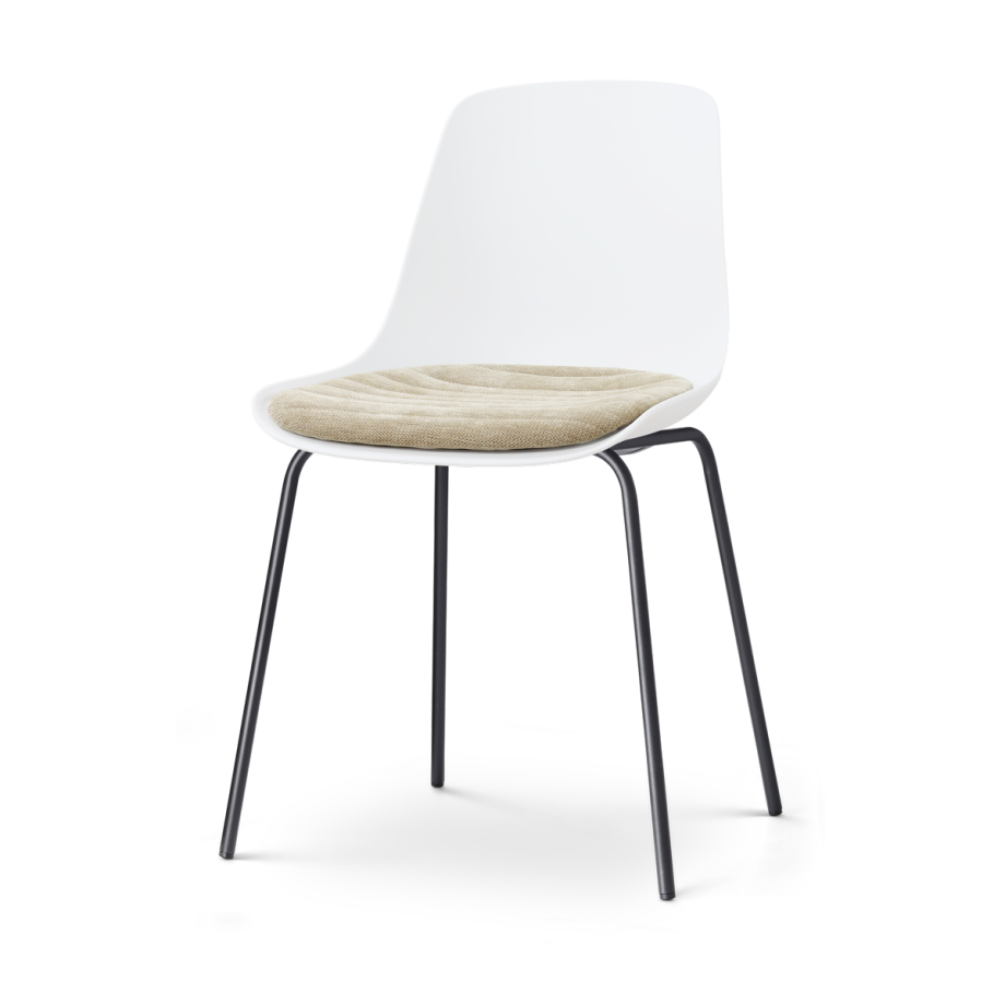 Nora-Liv eetkamerstoel wit met nougatbruin zitkussen - zwart onderstel afbeelding 1