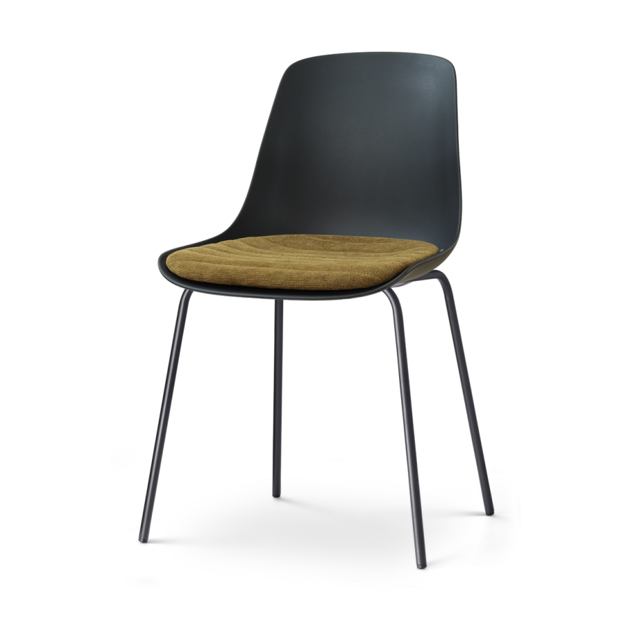 Nora-Liv eetkamerstoel zwart met mosgroen zitkussen - zwart onderstel Nora-Liv eetkamerstoel zwart met mosgroen zitkussen - zwart onderstel afbeelding 1