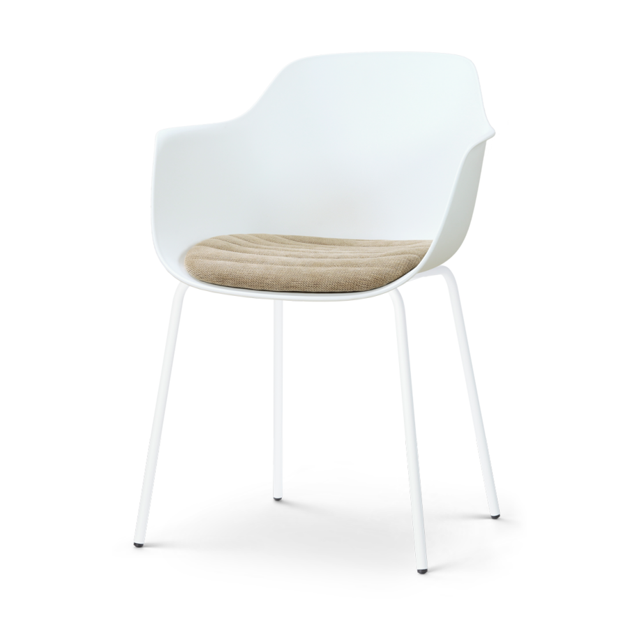 Nora-Liz eetkamerstoel wit met nougatbruin zitkussen - wit onderstel afbeelding 1