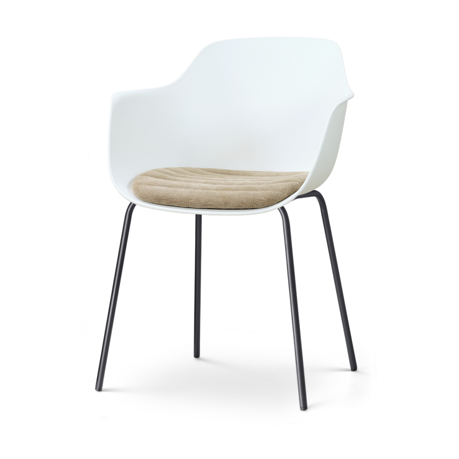 Nora-Liz eetkamerstoel wit met nougatbruin zitkussen - zwart onderstel afbeelding 1