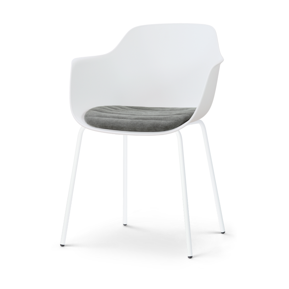 Nora-Liz eetkamerstoel wit met zeegrijs zitkussen - wit onderstel afbeelding 1