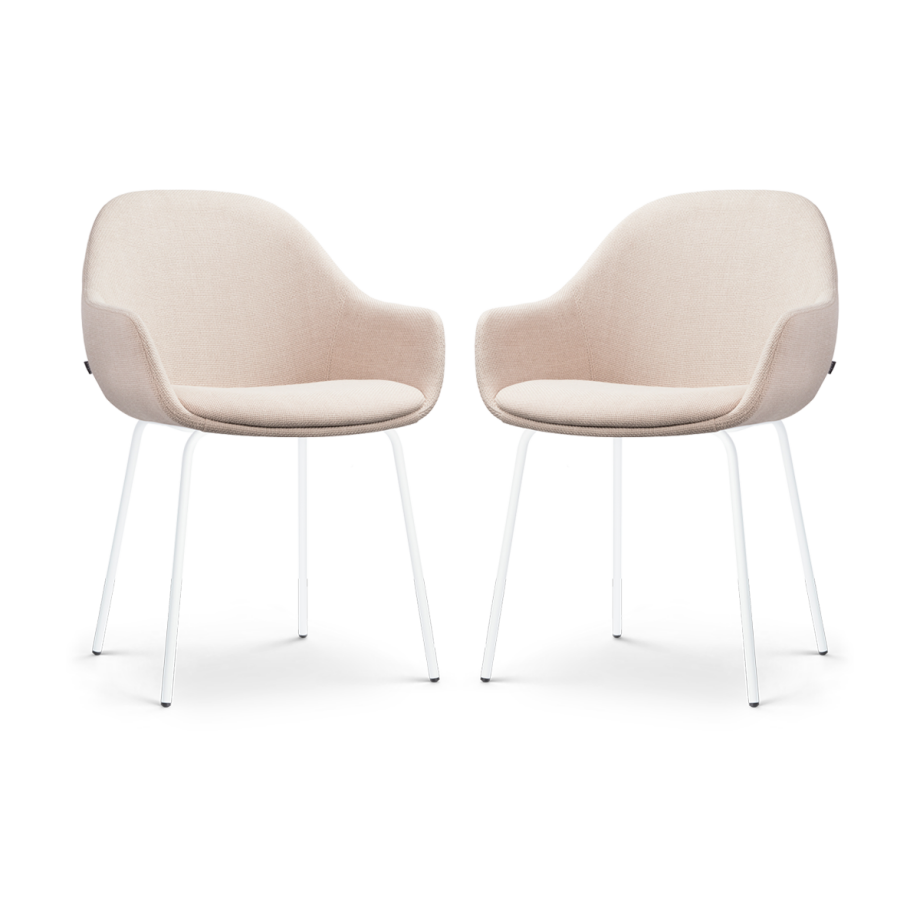 Nora-Mae eetkamerstoel beige - wit onderstel - set van 2 afbeelding 1