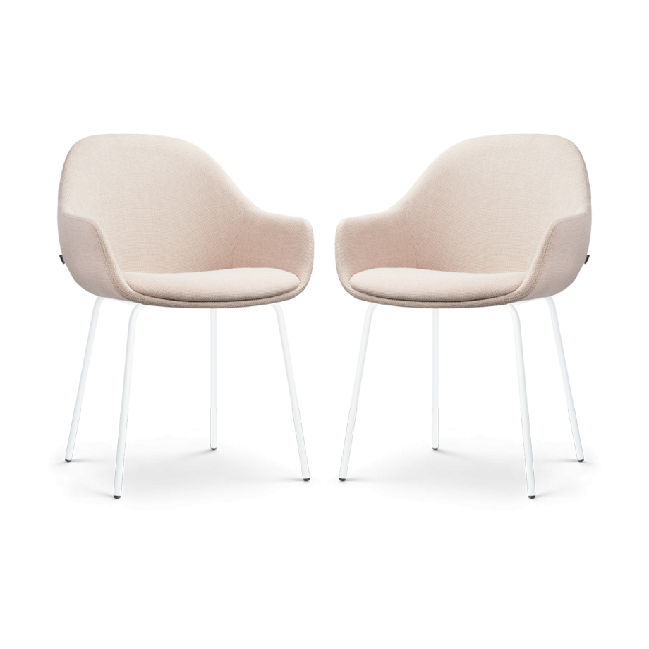 Nora-Mae eetkamerstoel beige - wit onderstel - set van 2 afbeelding 1