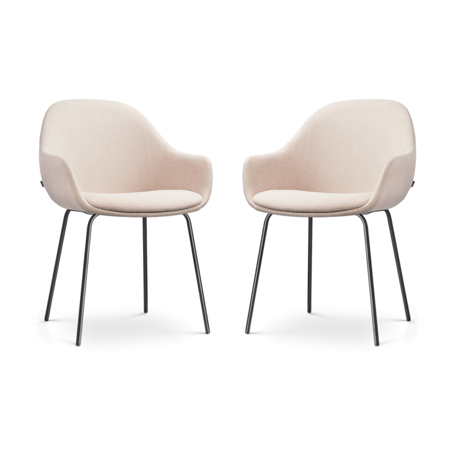 Nora-Mae eetkamerstoel beige - zwart onderstel - set van 2 afbeelding 1