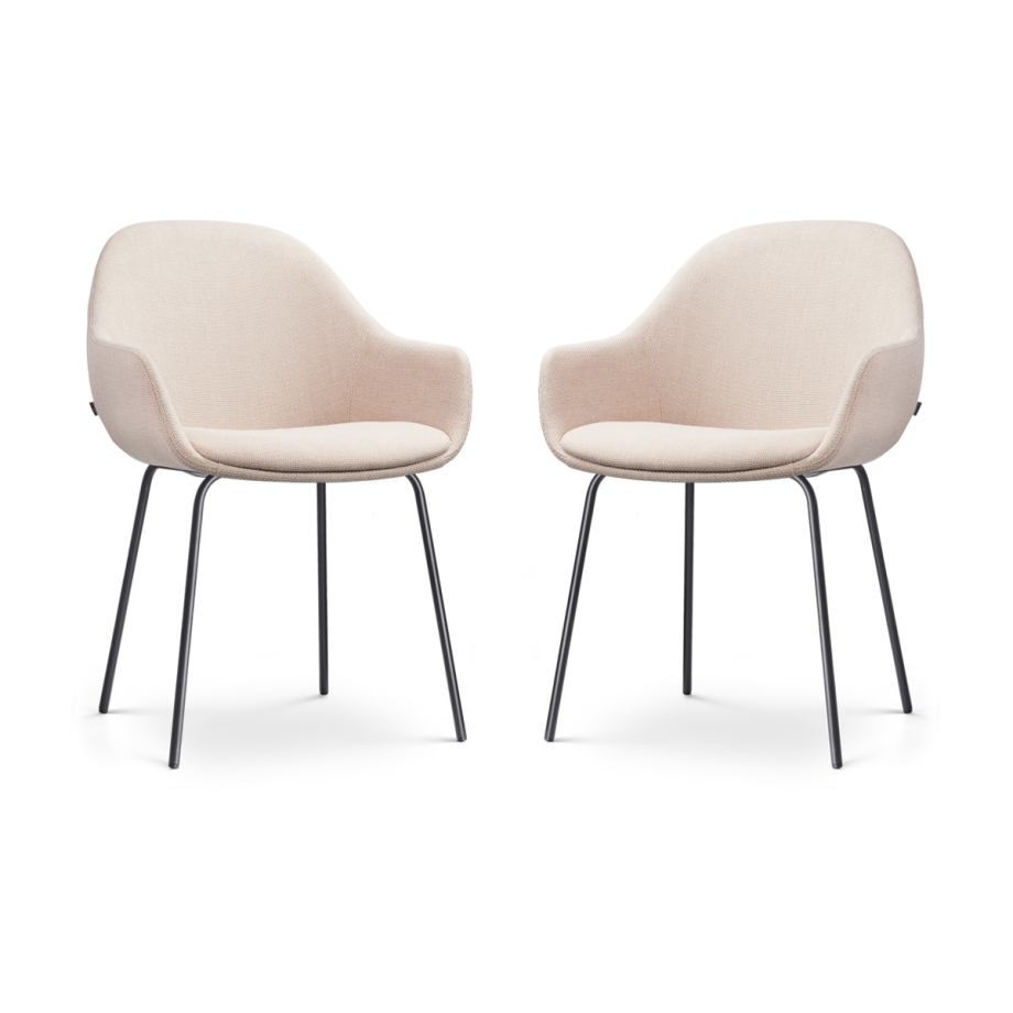 Nora-Mae eetkamerstoel beige - zwart onderstel - set van 2 Nora-Mae eetkamerstoel beige - zwart onderstel - set van 2 afbeelding 1