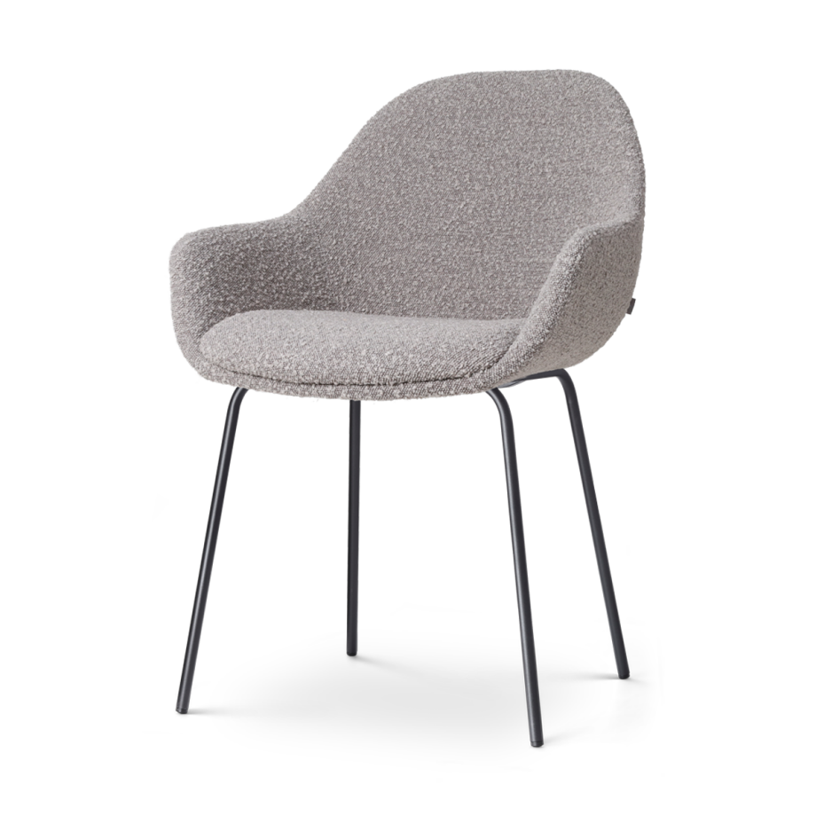 Nora-Mae eetkamerstoel bouclé taupe - zwart onderstel Nora-Mae eetkamerstoel bouclé taupe - zwart onderstel afbeelding 1