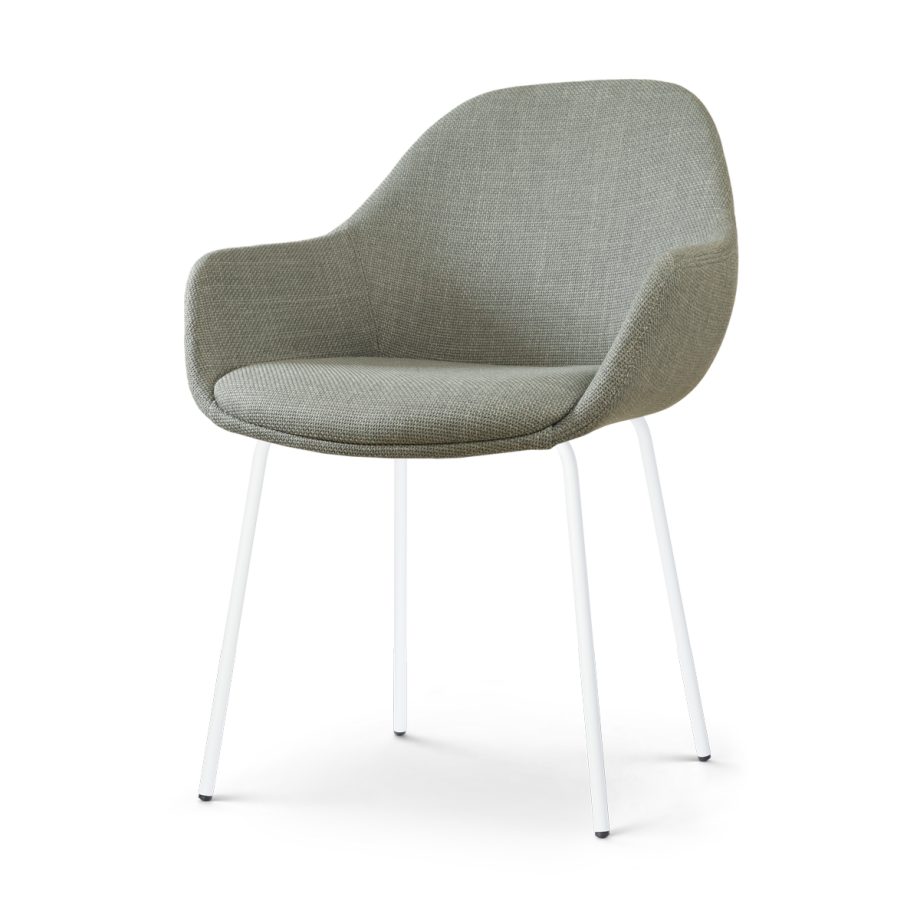 Nora-Mae eetkamerstoel saliegroen - wit onderstel afbeelding 1