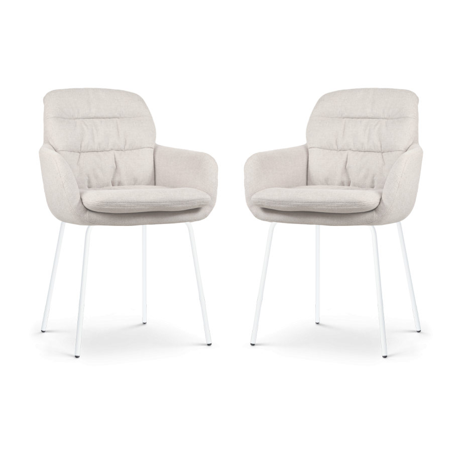 Nora-Mia eetkamerstoel beige - wit onderstel - set van 2 Nora-Mia eetkamerstoel beige - wit onderstel - set van 2 afbeelding 1