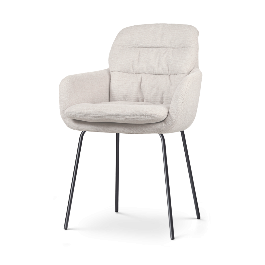 Nora-Mia eetkamerstoel beige - zwart onderstel afbeelding 1