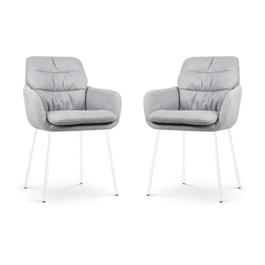 Nora-Mia eetkamerstoel grijs - wit onderstel - set van 2 afbeelding 1