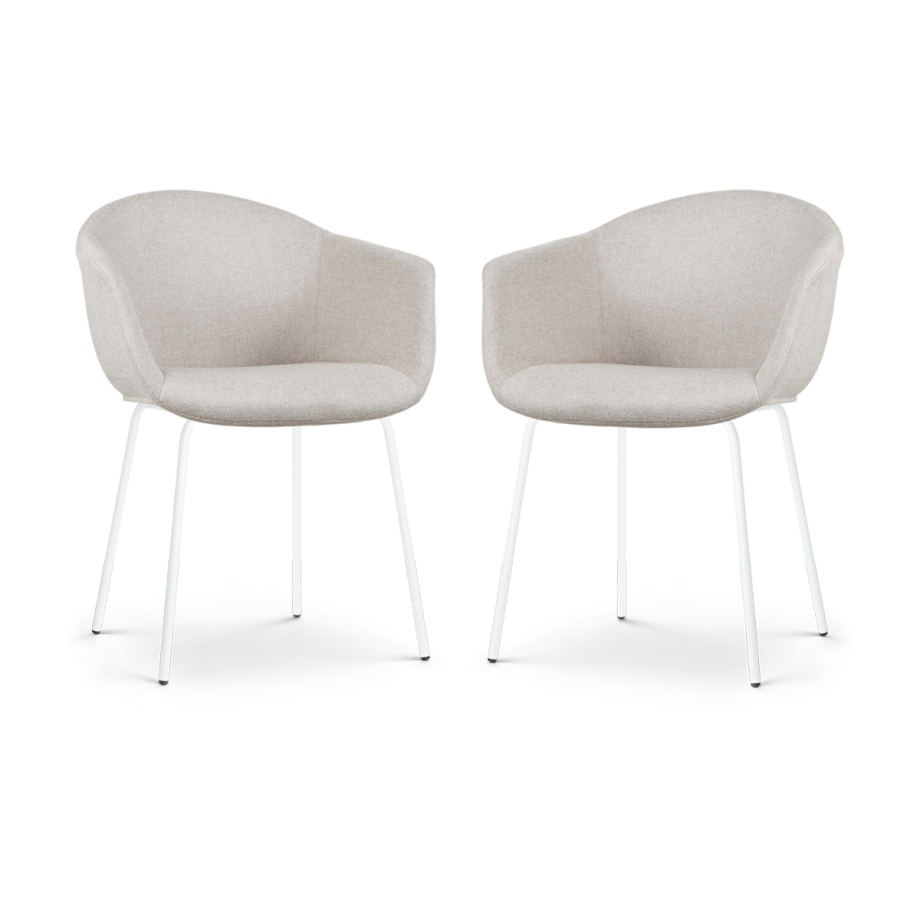 Nora-Otis eetkamerstoel beige - wit onderstel - set van 2 Nora-Otis eetkamerstoel beige - wit onderstel - set van 2 afbeelding 1