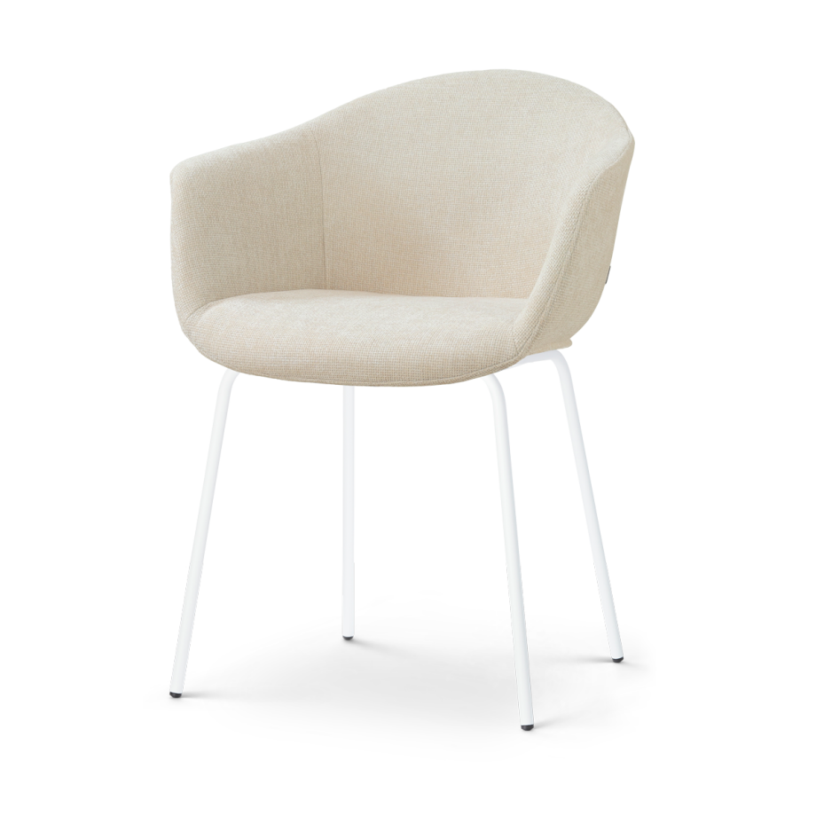 Nora-Otis eetkamerstoel cottonbeige - wit onderstel Nora-Otis eetkamerstoel cottonbeige - wit onderstel afbeelding 1