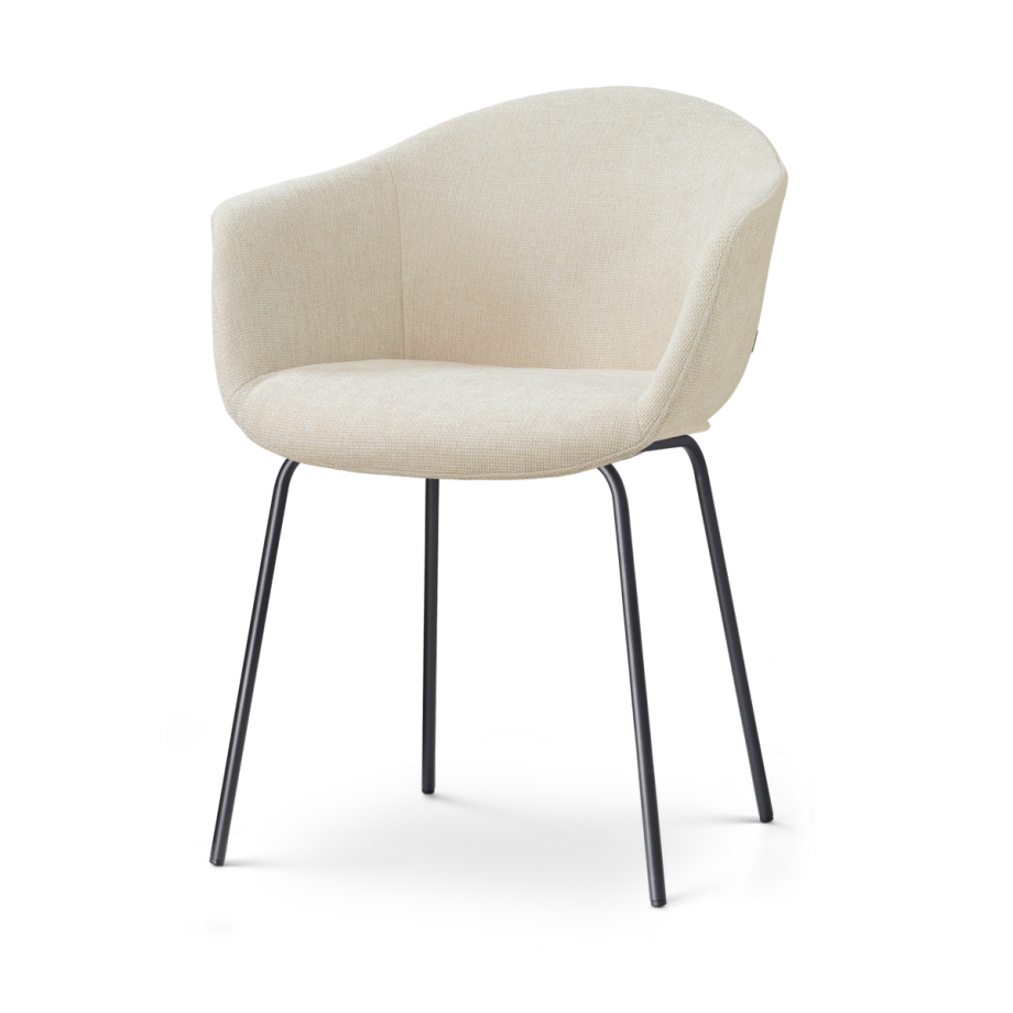 Nora-Otis eetkamerstoel cottonbeige - zwart onderstel Nora-Otis eetkamerstoel cottonbeige - zwart onderstel afbeelding 1