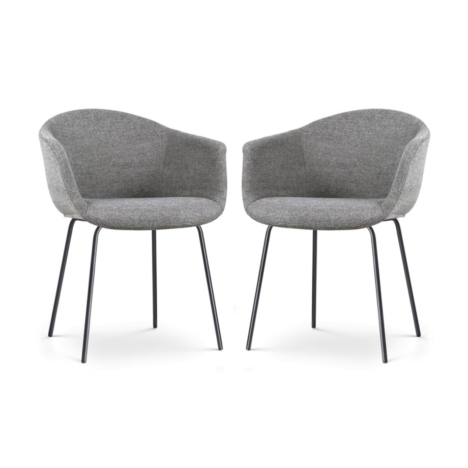 Nora-Otis eetkamerstoel donkergrijs - zwart onderstel - set van 2 Nora-Otis eetkamerstoel donkergrijs - zwart onderstel - set van 2 afbeelding 1