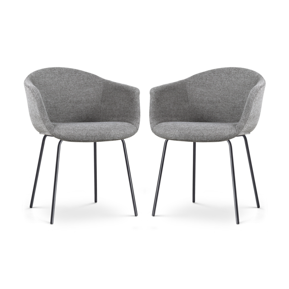 Nora-Otis eetkamerstoel donkergrijs - zwart onderstel - set van 2 Nora-Otis eetkamerstoel donkergrijs - zwart onderstel - set van 2 afbeelding 1