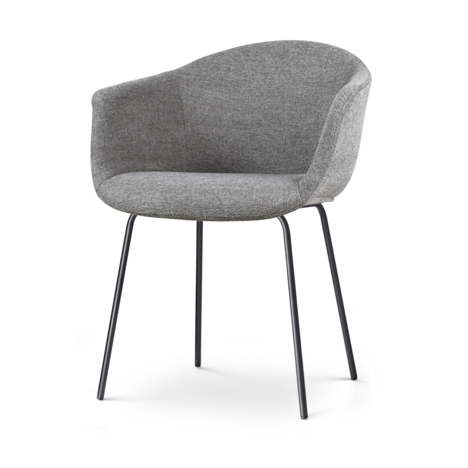 Nora-Otis eetkamerstoel donkergrijs - zwart onderstel Nora-Otis eetkamerstoel donkergrijs - zwart onderstel afbeelding 1