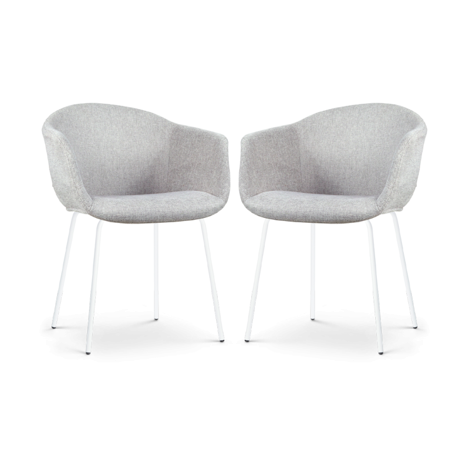 Nora-Otis eetkamerstoel lichtgrijs - wit onderstel - set van 2 Nora-Otis eetkamerstoel lichtgrijs - wit onderstel - set van 2 afbeelding 1