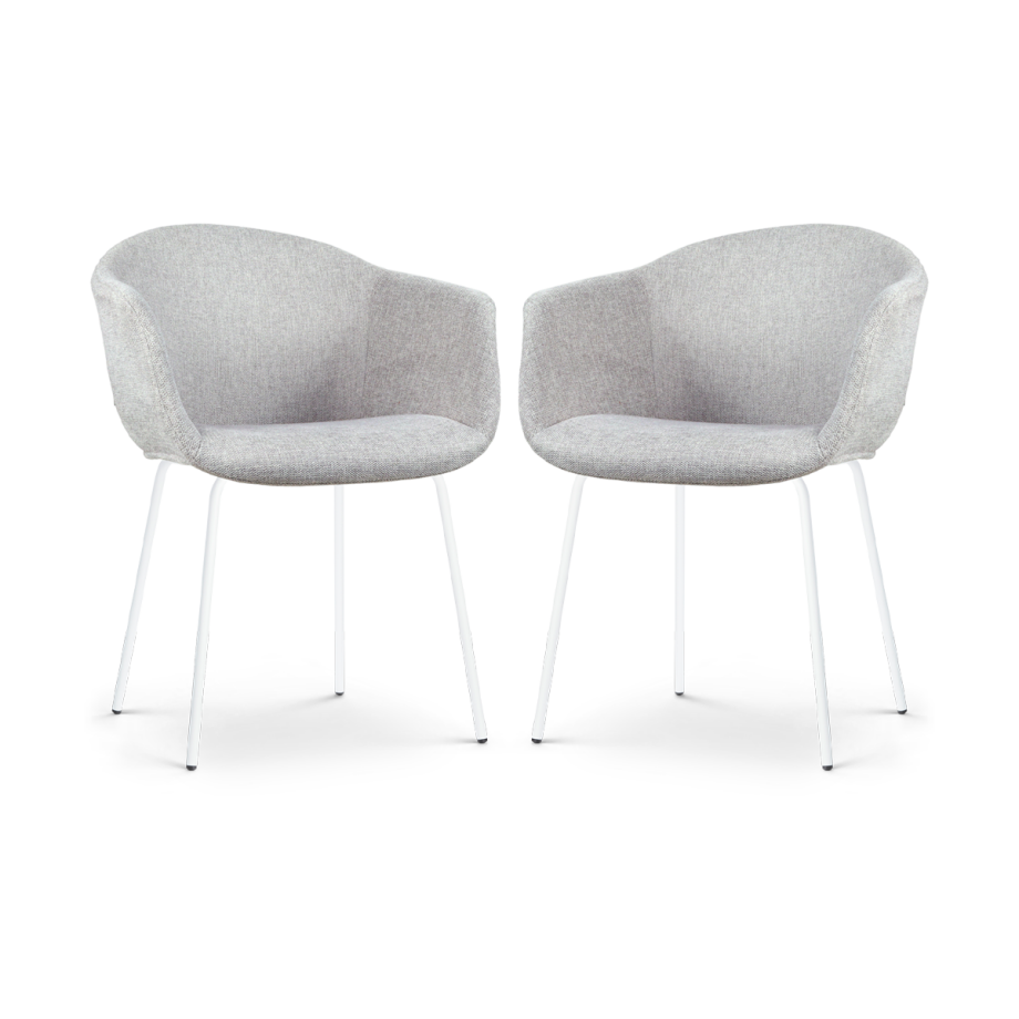 Nora-Otis eetkamerstoel lichtgrijs - wit onderstel - set van 2 afbeelding 1