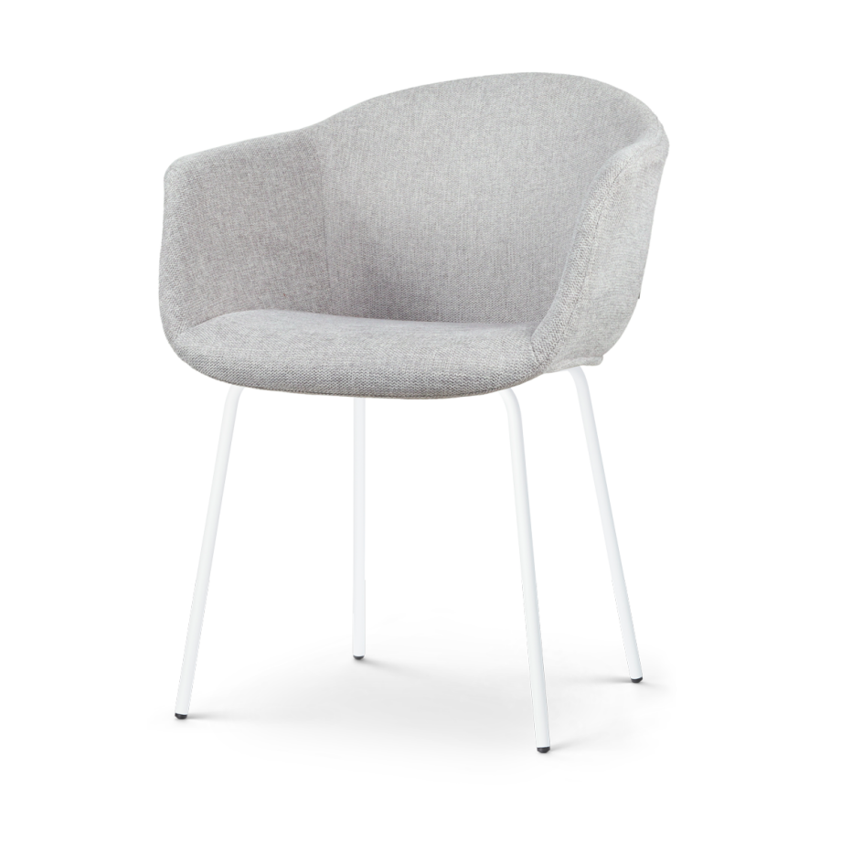 Nora-Otis eetkamerstoel lichtgrijs - wit onderstel afbeelding 1