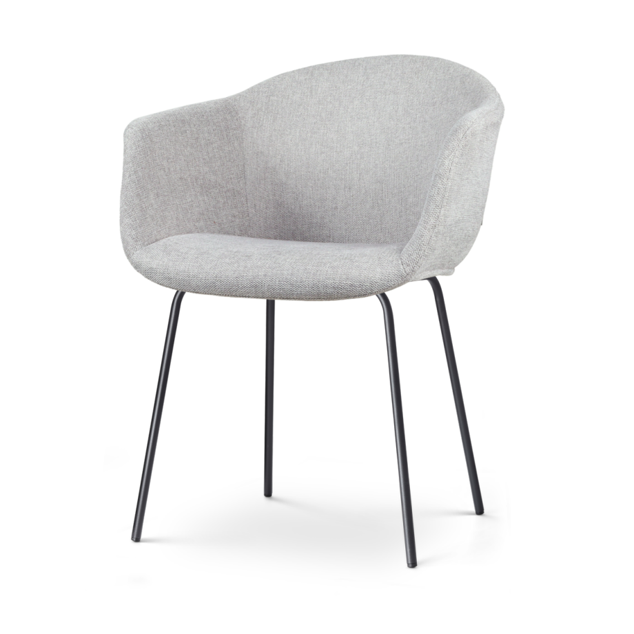 Nora-Otis eetkamerstoel lichtgrijs - zwart onderstel afbeelding 1
