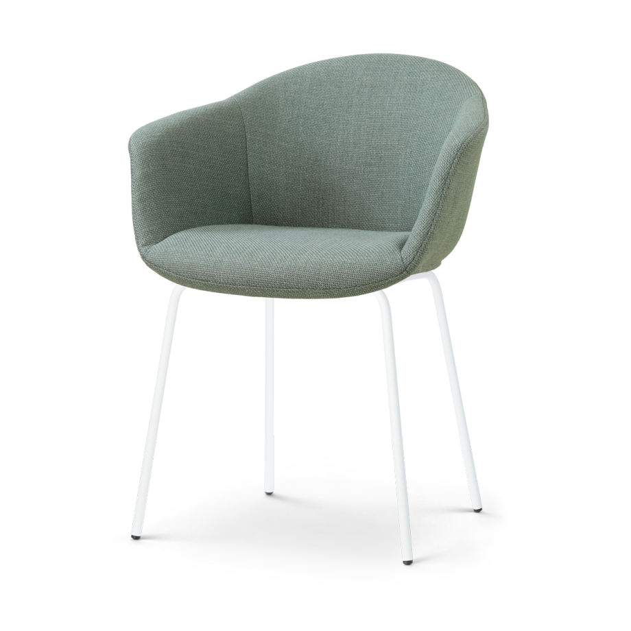 Nora-Otis eetkamerstoel saliegroen - wit onderstel afbeelding 1